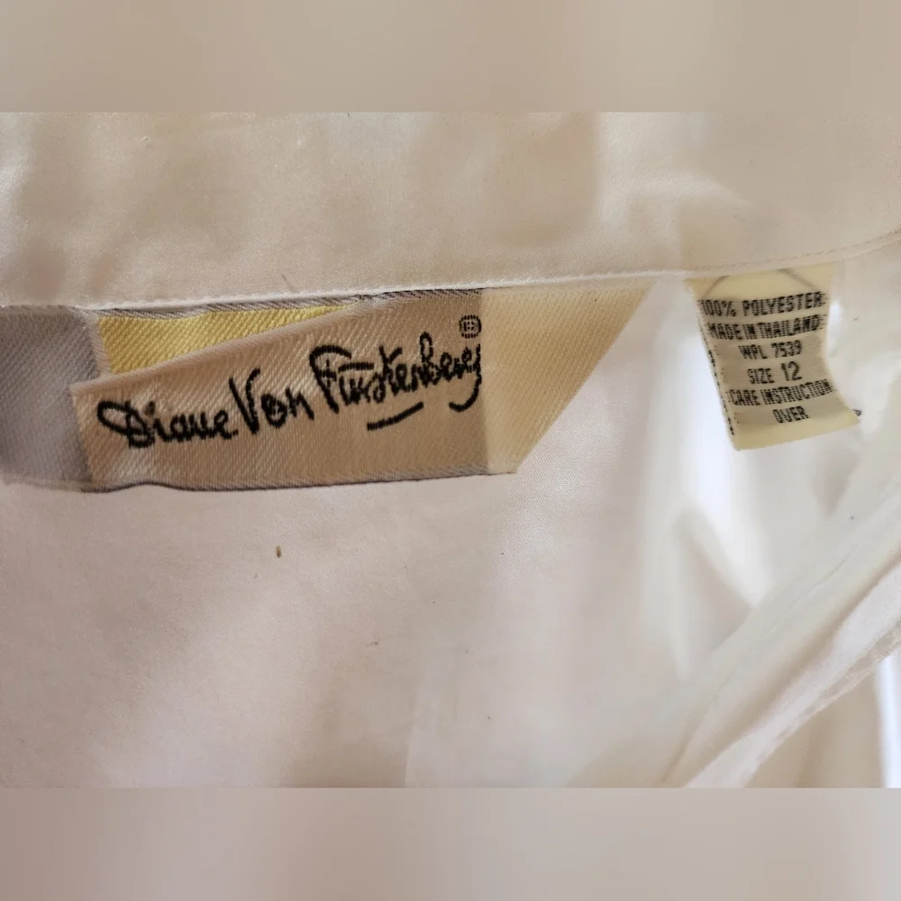 Diane Von Furstenberg White Utility Long Sleeve Blouse Size 12 - Picture 2 of 8